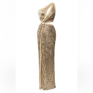 Jluxlabel Elegant Gold one shoulder Gown size small